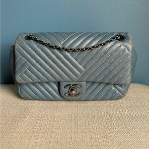 Chanel Blue Crossing Chevron Flap Bag
